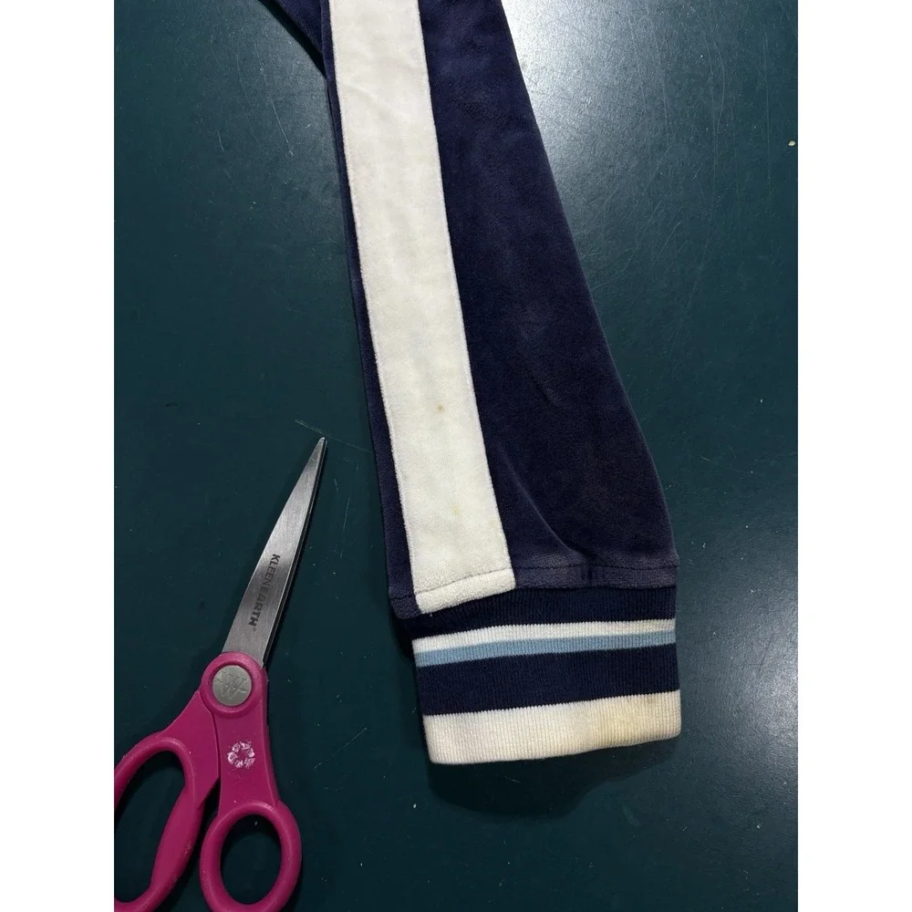 Vintage Nike Velour Tracksuit Womens M Blue Striped Jacket Pants Set Velvet Y2K